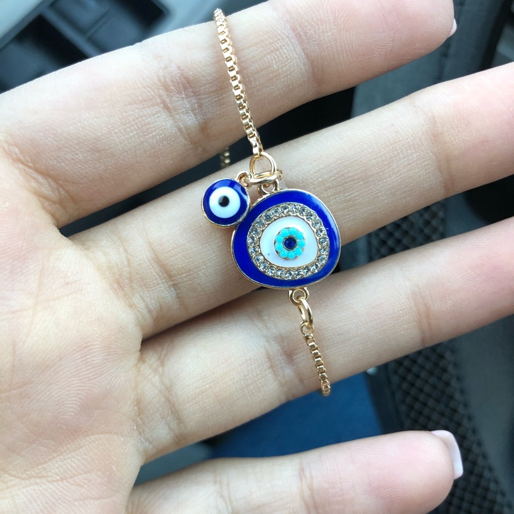 Blue Evil Eye Gold Bracelet